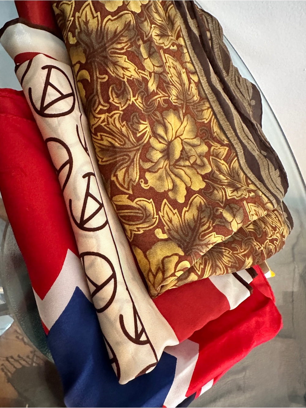 Luxury and Vintage Floral & Geometric Scarf Set Including 100% Silk